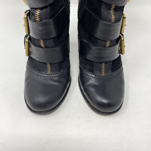 MARC BY MARC JACOBS Gold Buckle Leather Suede MidCalf Belted HEEL BOOTS / EU 37 - Picture 4 of 16